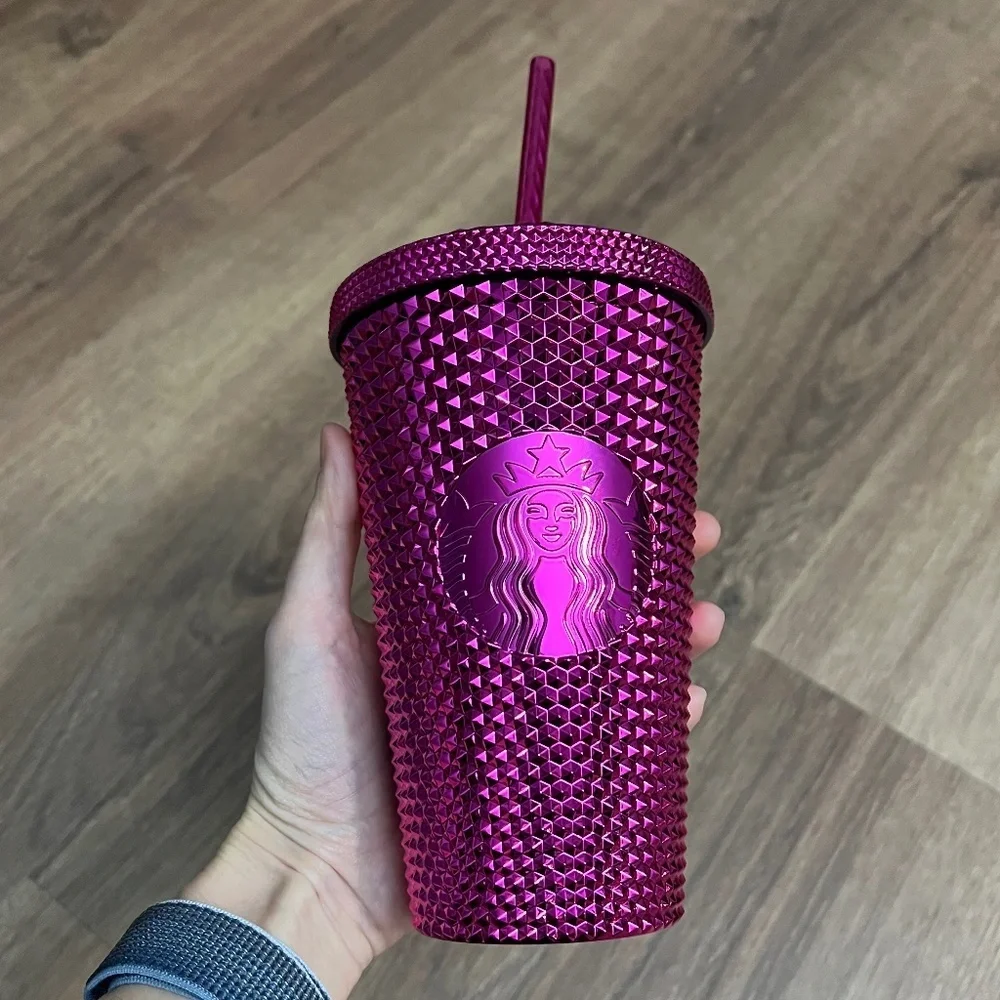 Starbucks Holiday Pink Metallic Studded Grande Tumbler Limited Edition